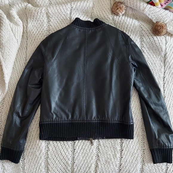 VINCE Genuine Lamb Leather Black Bomber Jacket - Medium - Picture 7 of 8